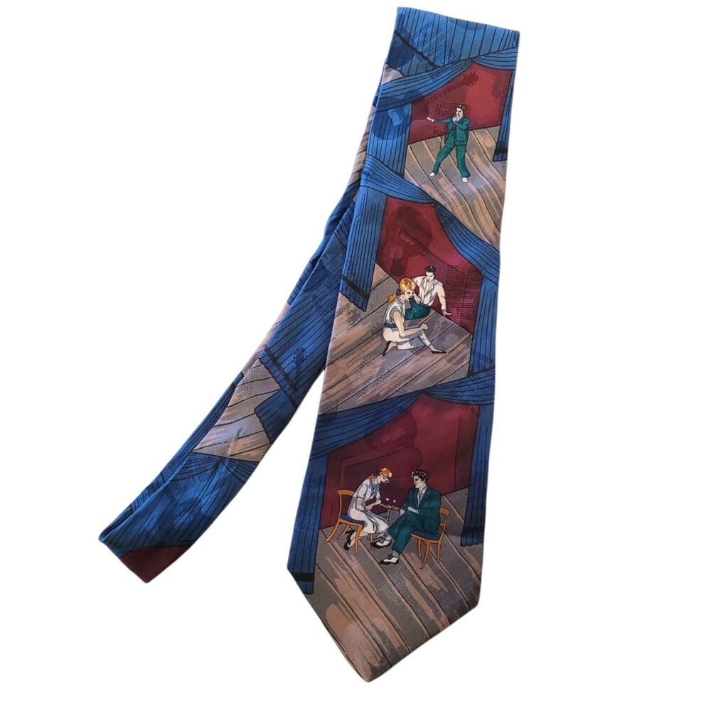 The Elvis Presley Collection by Supersa 100% Italian Silk Tie Blue Red 57"